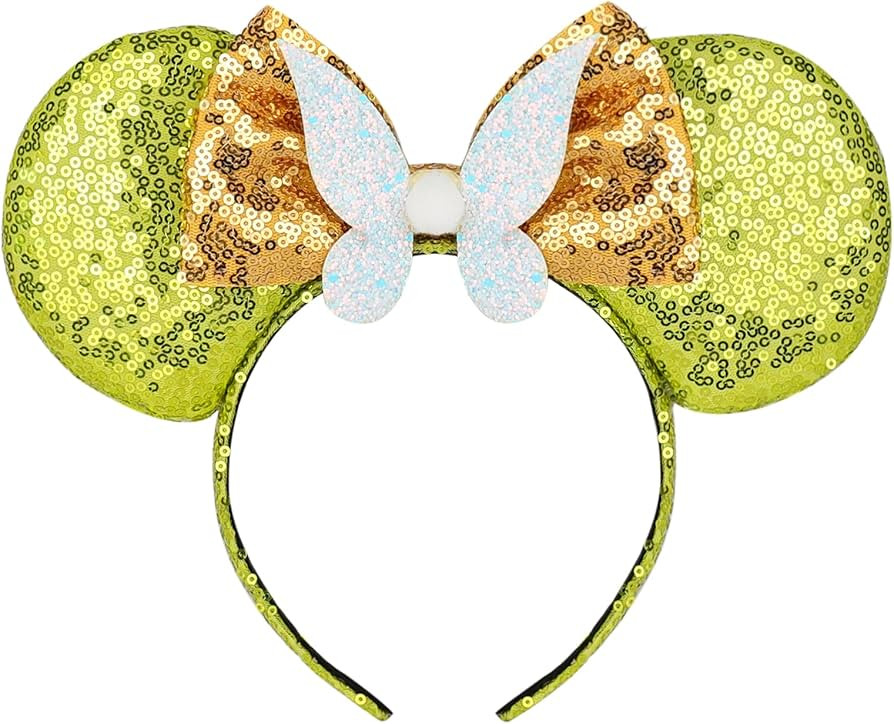 MONGSILER Decoration Mouse Ear Shape Ear Bow Headband,Party For Girls&Women (Green butterfly) | Amazon (US)