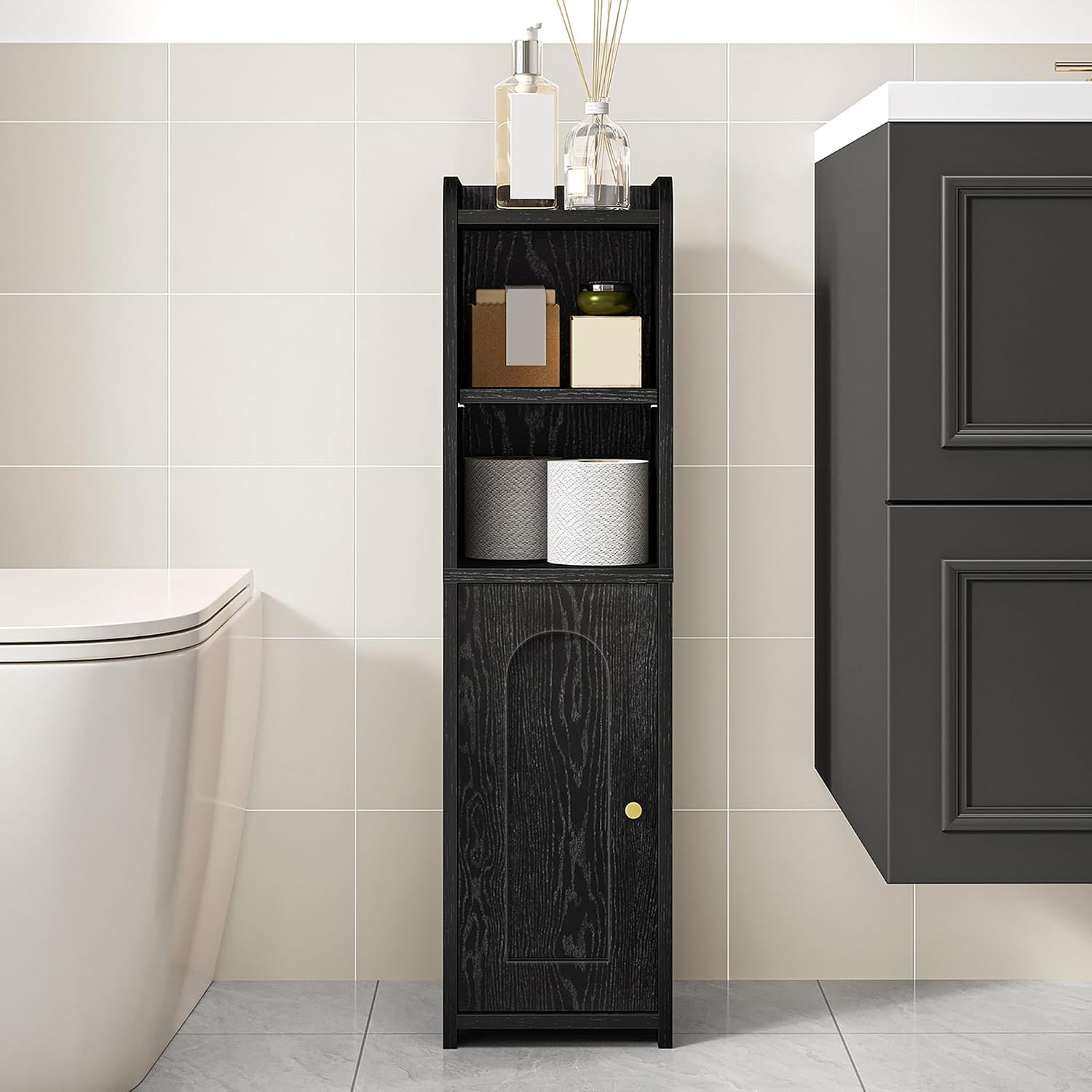 Hzuaneri Bathroom Storage Cabinet, Narrow Toilet Paper Cabinets with Doors | Amazon (US)