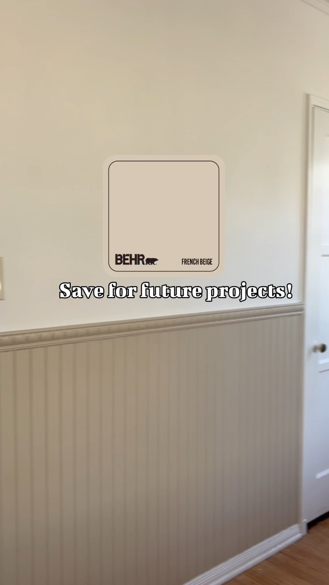 My beadboard paint color is French beige by Behr  