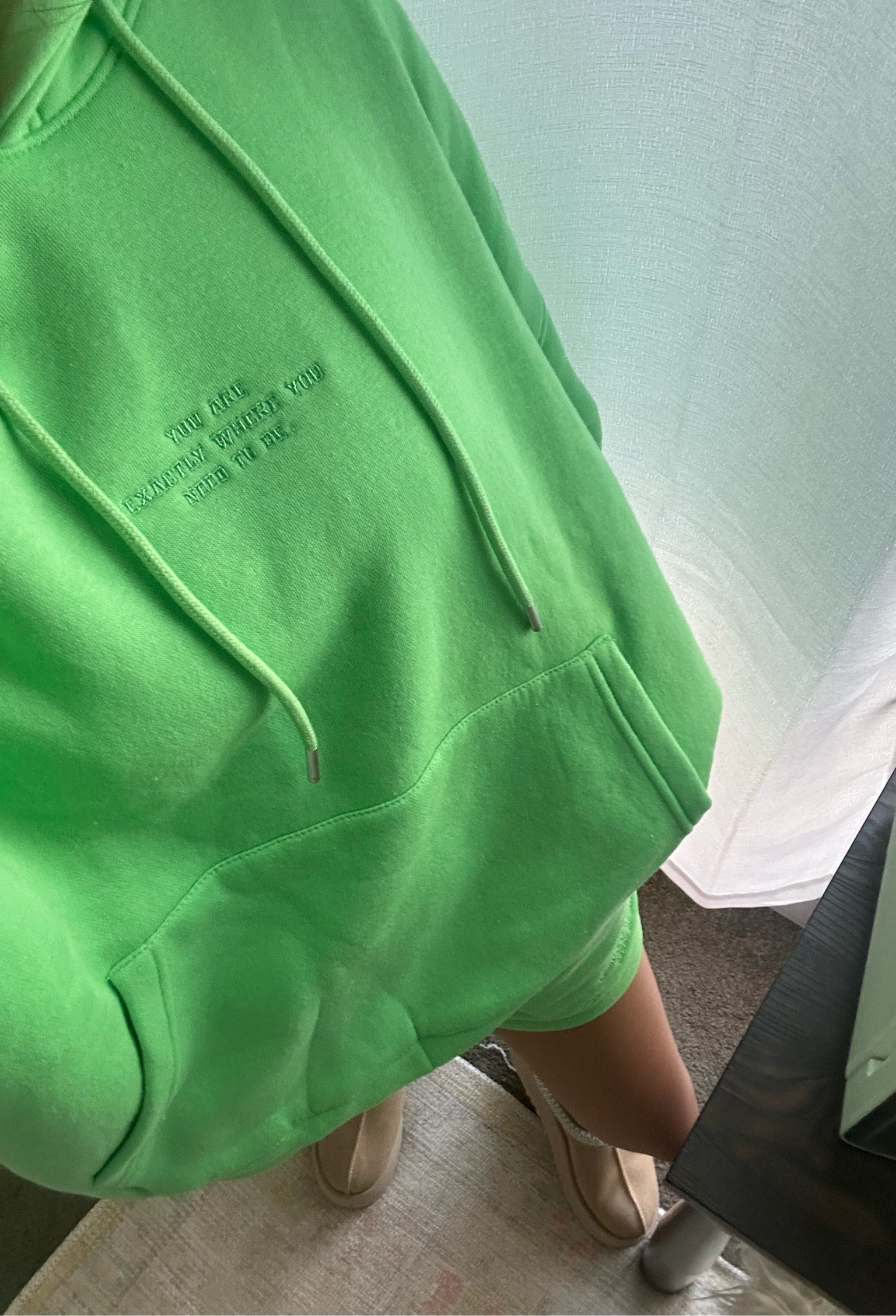 you are exactly where you need to be 💚💚💚 such a comfy sweat short set with some encouraging words 😉 i sized up on the sweatshirt to a M! it is already made oversize though, so if i were to buy again i’d do S :)

#LTKU #LTKfindsunder50 #LTKsalealert