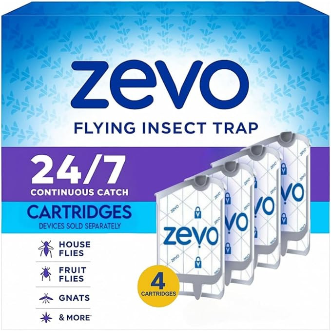 Zevo Plug-in Bug Trap Refills Cartridge 4 Count, Sticky Surface for Gnats, Flies & Small Flying I... | Amazon (US)