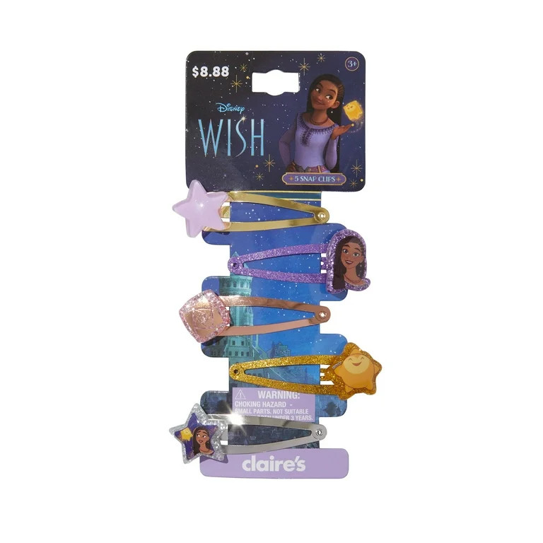 Claire's Disney Wish Hair Clips with Charms, 5-Pack | Walmart (US)