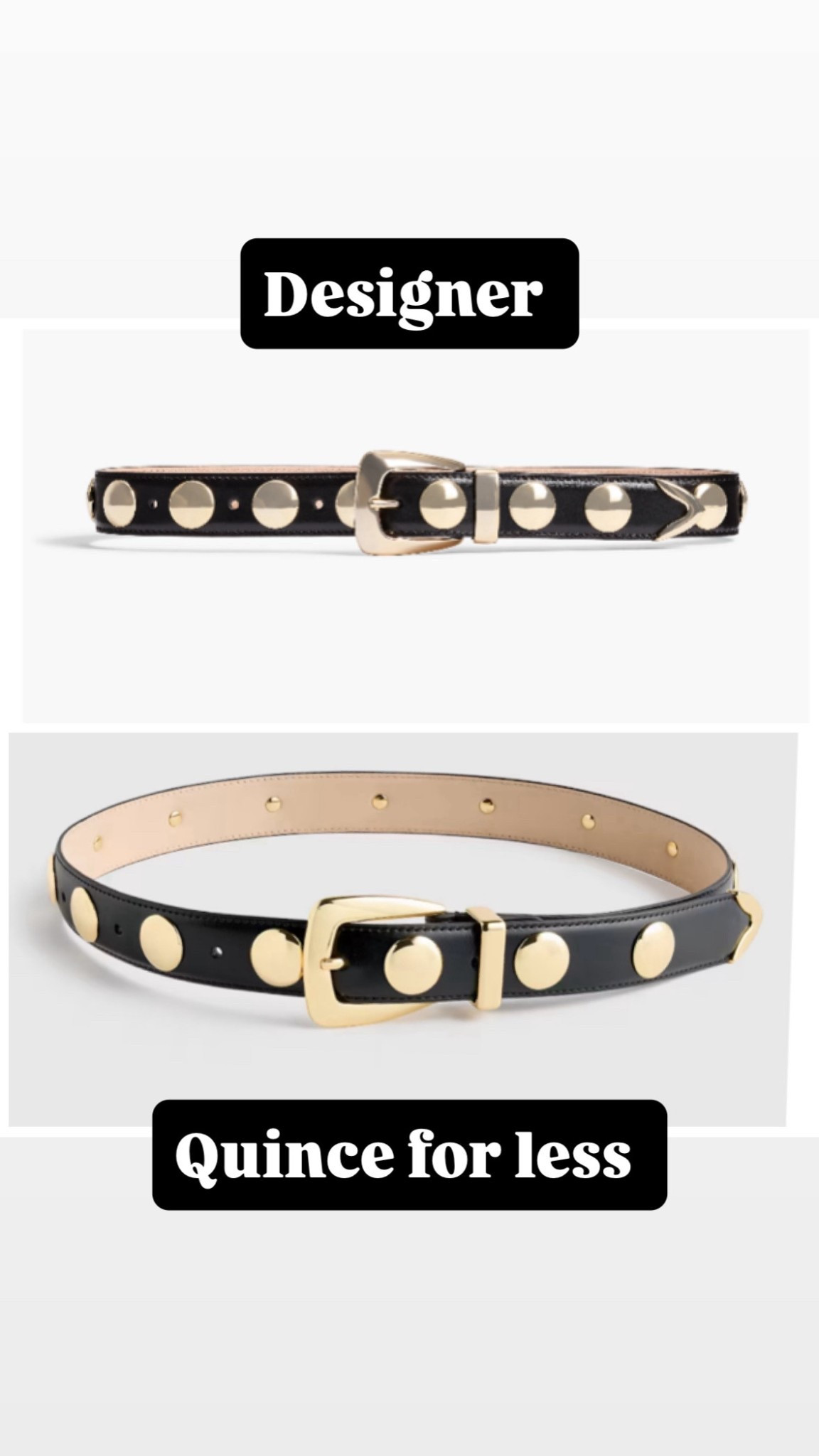 Studded belts are the coolest way to elevate any outfit — this Khaite studded belt gives major edge, while the under-$100 version from Quince delivers the same rocker-chic vibe without the designer price tag. Perfect with denim, dresses, or layering over blazers for instant polish. I’m wearing the Khaite in size 70 (fits TTS) and the Quince in size XS (great value + true to size). 

 #LTKootd #LTKOver40 #LTKSaleAlert