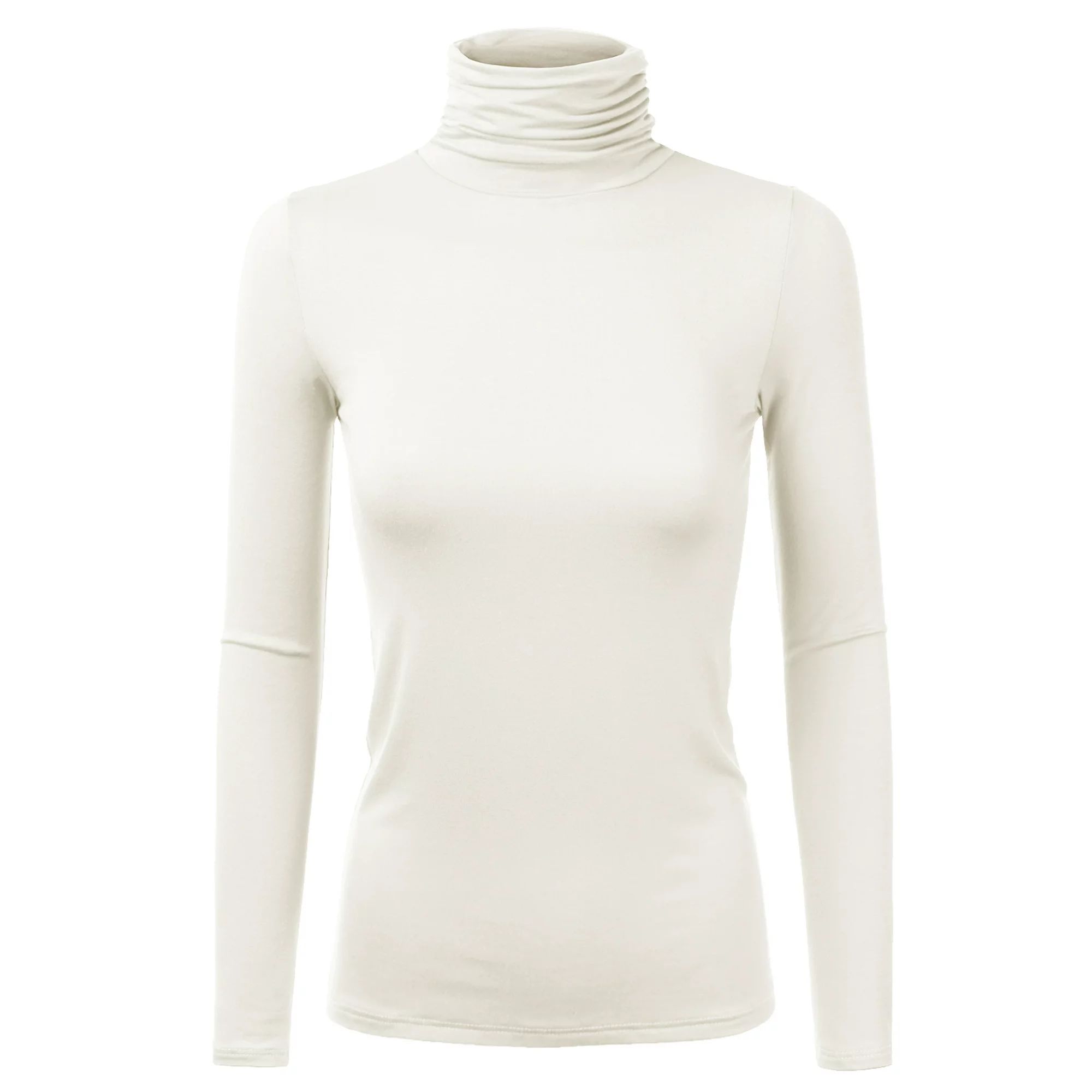 Doublju Women's Basic Slim Fit Sweater Long Sleeve Turtleneck T-Shirt Top Pullover | Walmart (US)