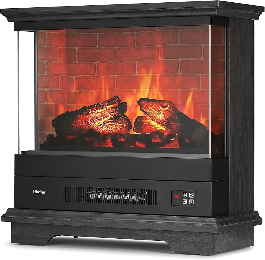 TURBRO Firelake 27-Inch Electric Fireplace Heater - Freestanding Fireplace with Mantel, No Assemb... | Amazon (US)