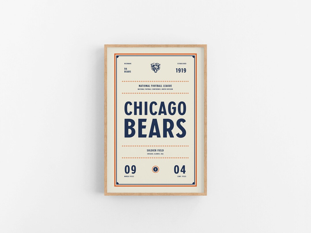 Chicago Bears Ticket Print | Wall Art | Vintage Poster | Bears Football - Etsy | Etsy (US)