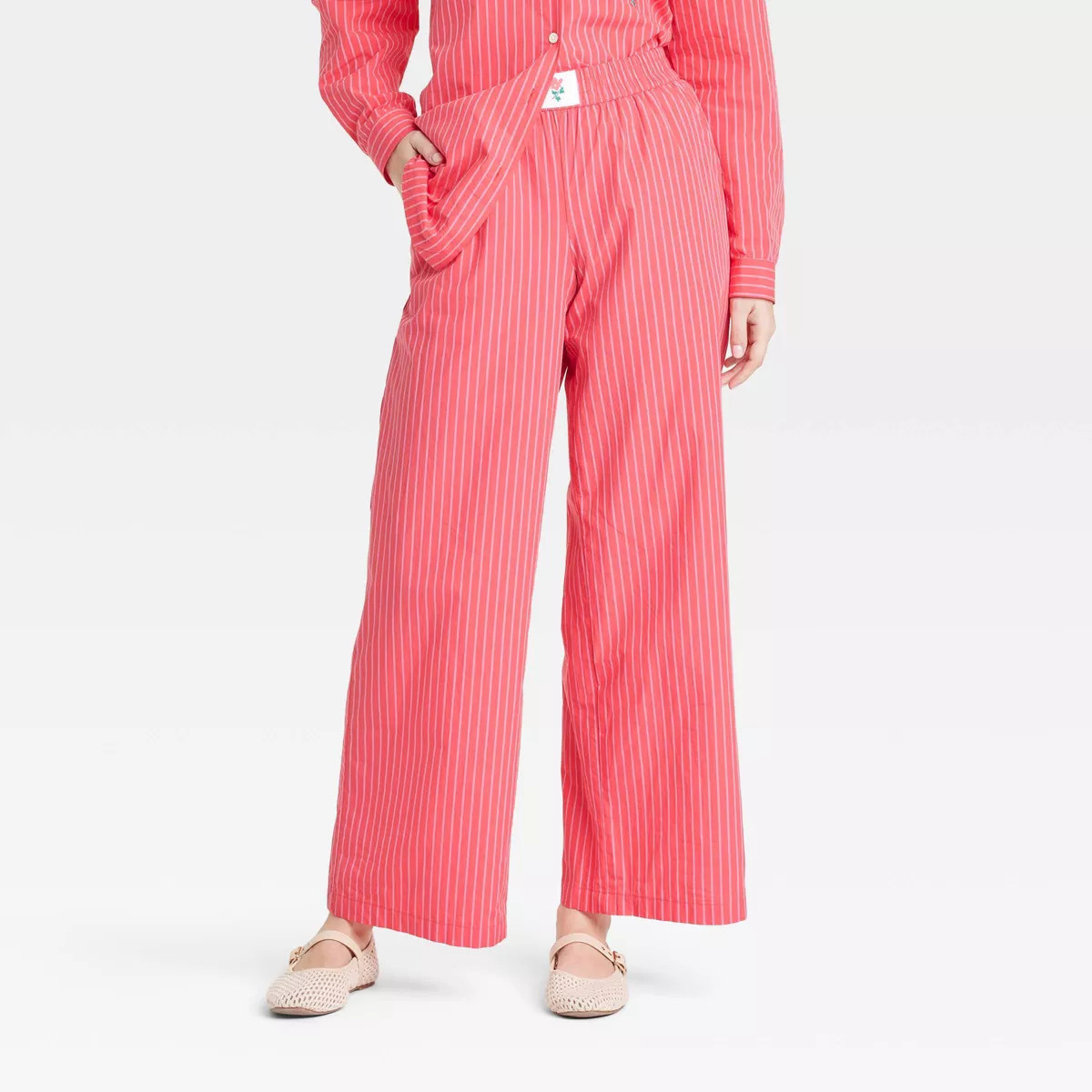 Women's High-Rise Straight Leg Pull-On Pants - Universal Thread™ Blue Striped XL | Target