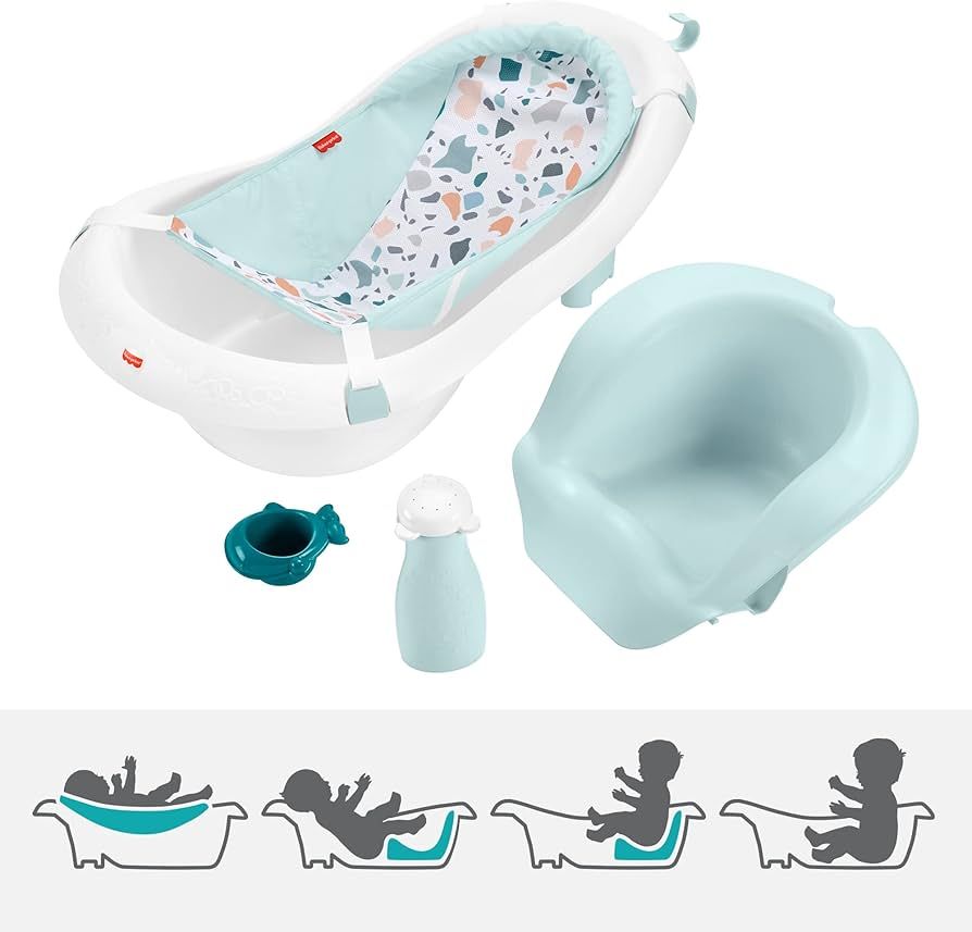 Fisher-Price 4-in-1 Sling 'n Seat Bath Tub, Pacific Pebble, Baby to Toddler Convertible Tub with ... | Amazon (US)