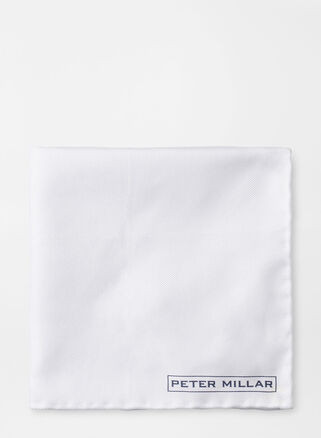 Peter Millar Men's Solid Oxford Pocket Square | Color: White | Size: OS | Peter Millar