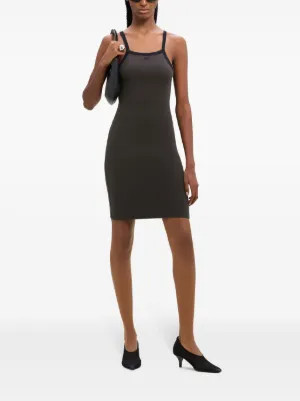 Courrèges contrast-trim Cotton Mini Dress | Brown | FARFETCH | Farfetch Global