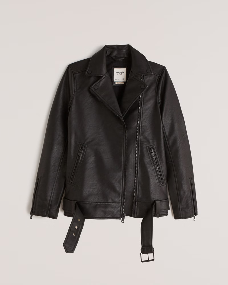 Faux Leather Biker Jacket | Abercrombie & Fitch (US)