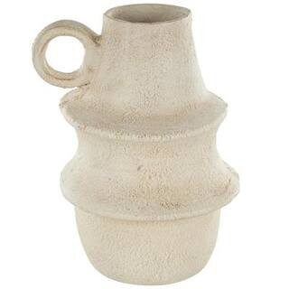 15.25" Cream Textured Paper Mache Fluted Vase with Ring Handle By Ivory And Iris | Michaels® | Michaels Stores