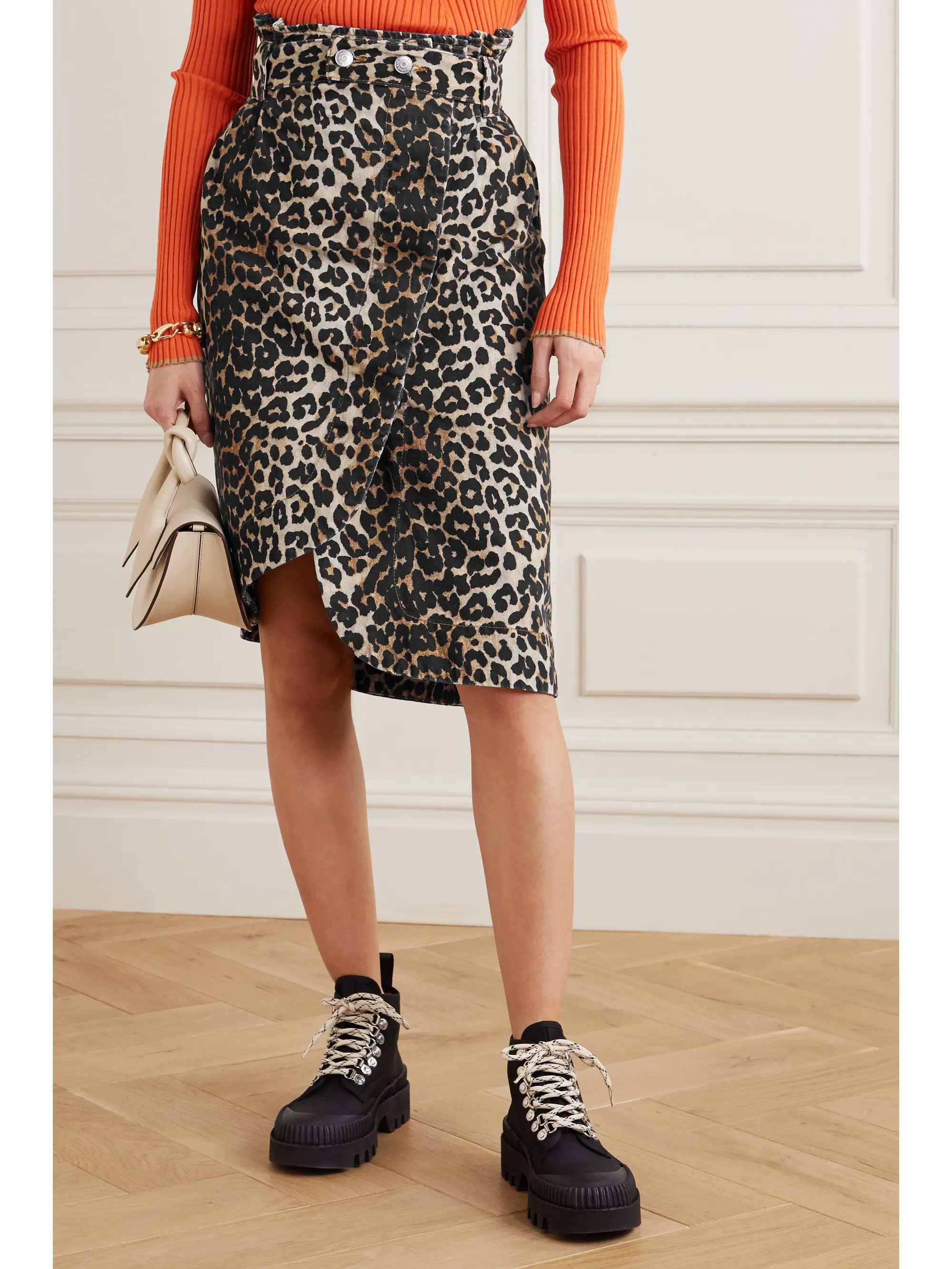 GANNILeopard-print denim wrap midi skirt | NET-A-PORTER (UK & EU)