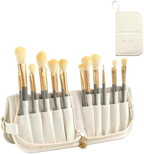 YLYZ Makeup Brush Bag, Waterproof Stand-Up Makeup Brush Holder Organizer, Travel Make up Brush Po... | Amazon (US)