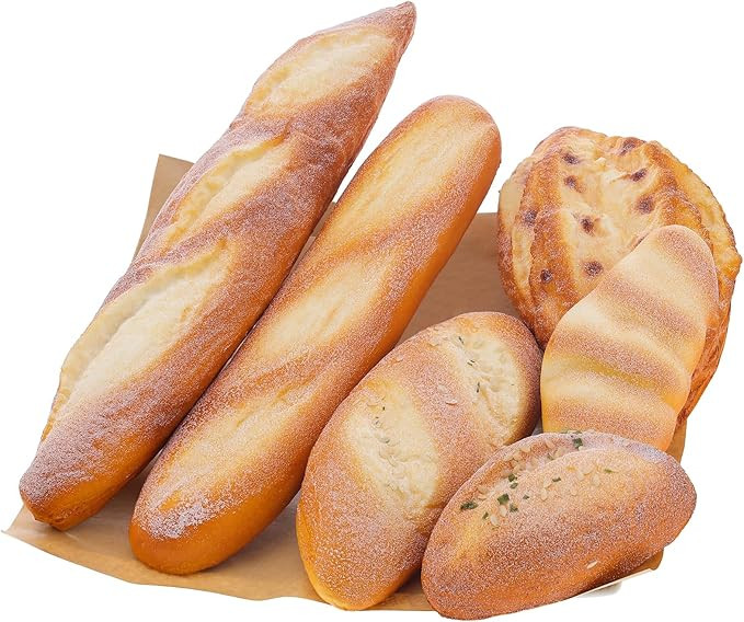Woration 6pcs Fake Bread Set Decoration Realistic Loaves Artificial French Loaf Dessert Faux Food... | Amazon (US)