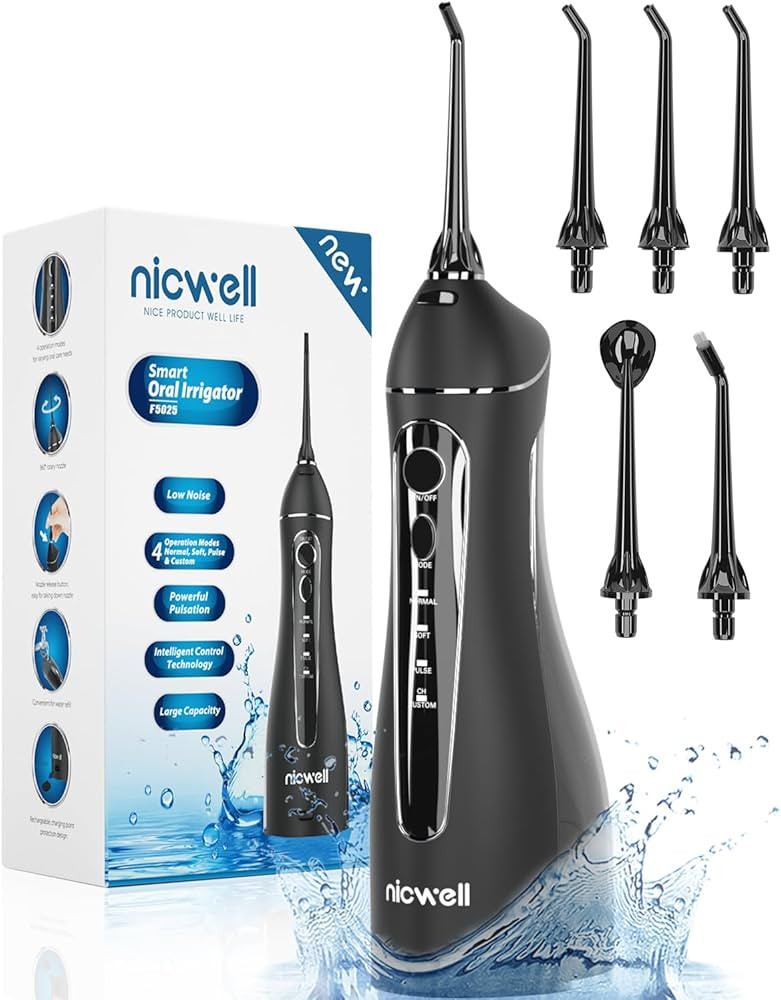 Nicwell Water Dental Flosser Teeth Pick - 4 Modes Dental Oral Irrigator, Portable & Rechargeable ... | Amazon (US)