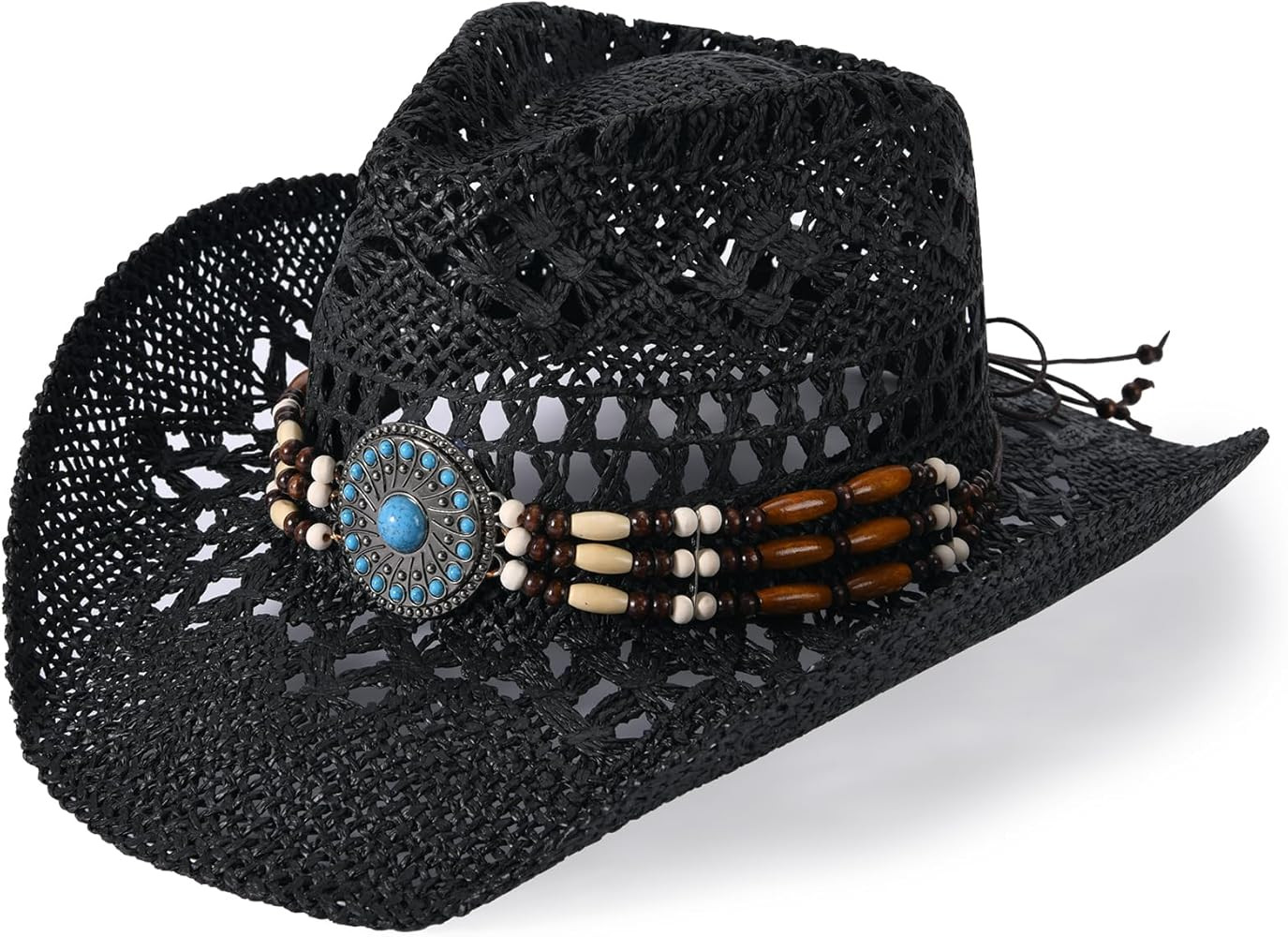 Straw Cowboy Hat for Men Womens Straw Cowgirl Hat Summer Western Cowboy Hats with Wide Brim for C... | Amazon (US)