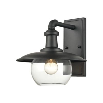 Steel Jackson 1-Light Outdoor Sconce in Matte Black with Clear Glass, Matte Black | Ashley Homestore