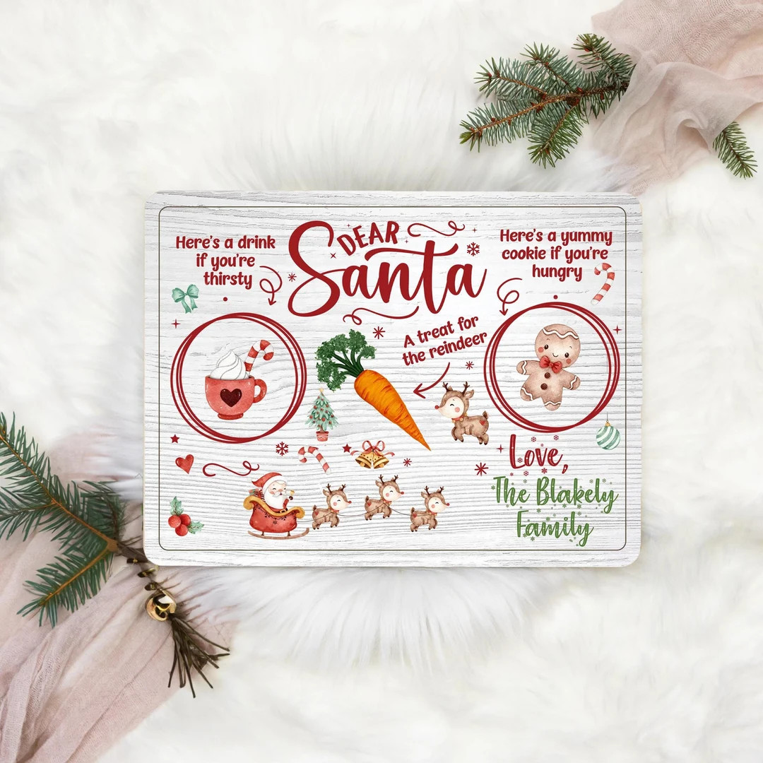 Wooden Santa Milk and Cookie Tray, Personalized Santa Cookie Tray, Christmas Eve Treat Tray, Sant... | Etsy (US)