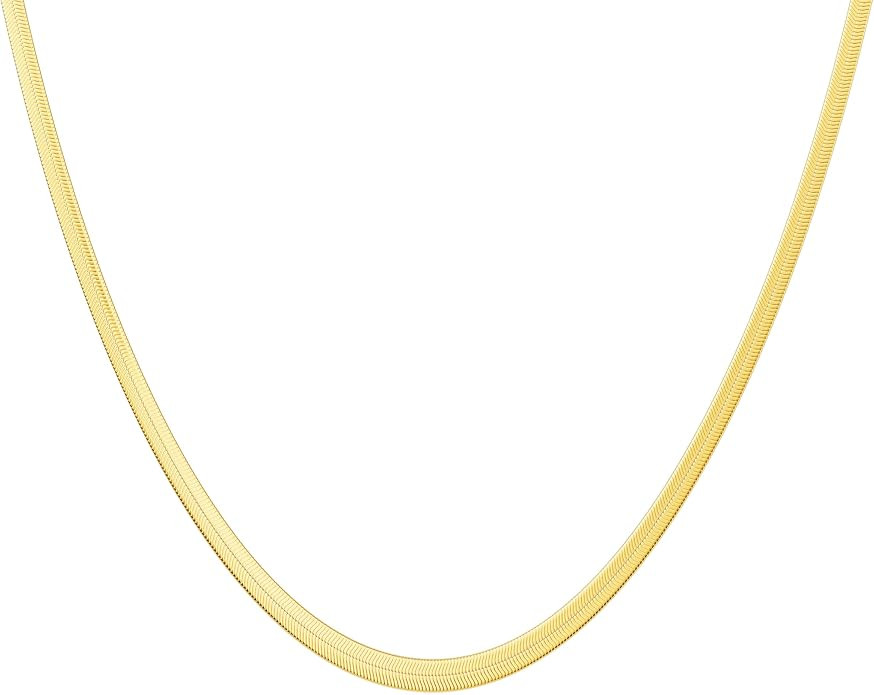 DEARMAY 14K Gold Plated Necklaces for Women, Dainty Gold Herringbone Choker Necklace Thin Layered... | Amazon (US)