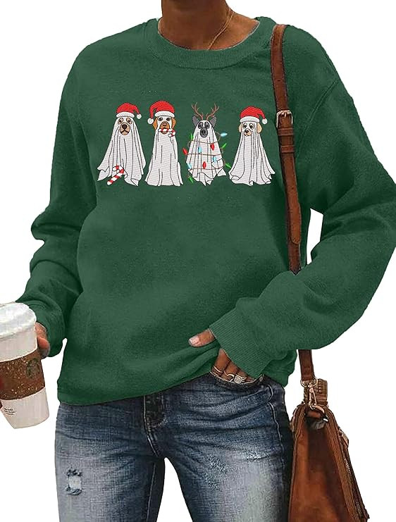 VVNTY Christmas Sweatshirts for Women Xmas Shirt Leopard Graphic Color Block Christmas Snowflake ... | Amazon (US)