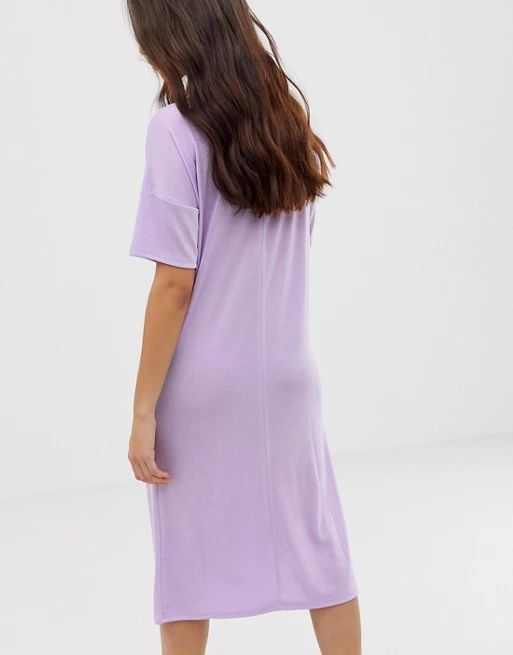 ASOS DESIGN slinky midi t-shirt dress with zip neck | ASOS US
