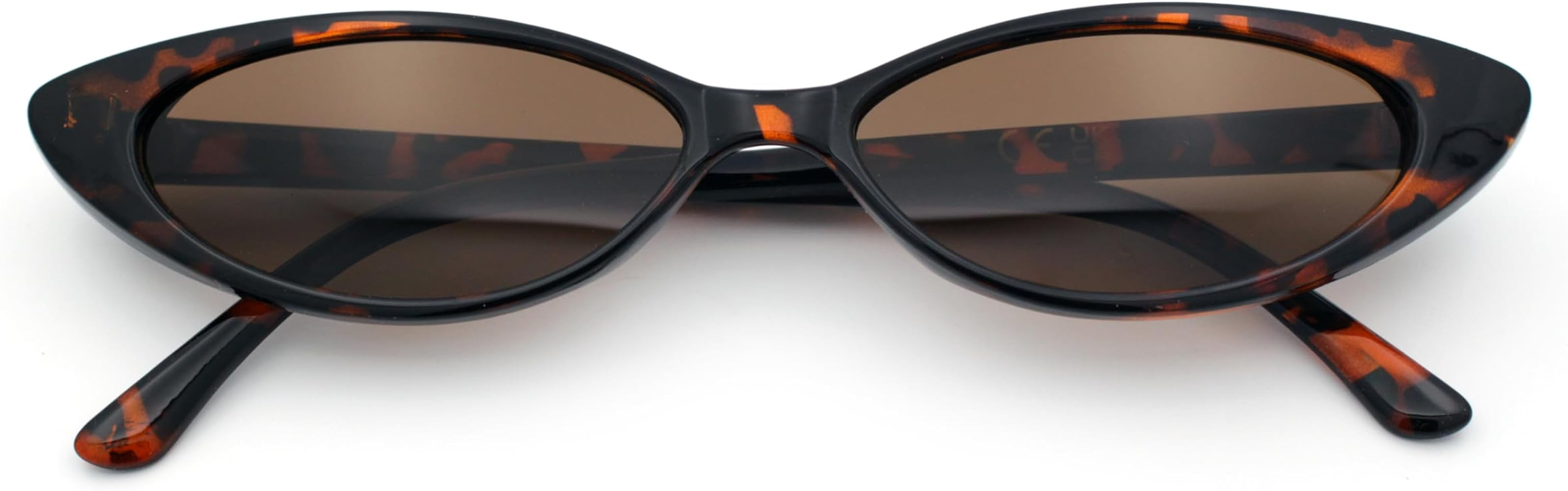 SA106 Womens Narrow Thin Cat Eye Plastic Gothic Retro Sunglasses | Amazon (US)