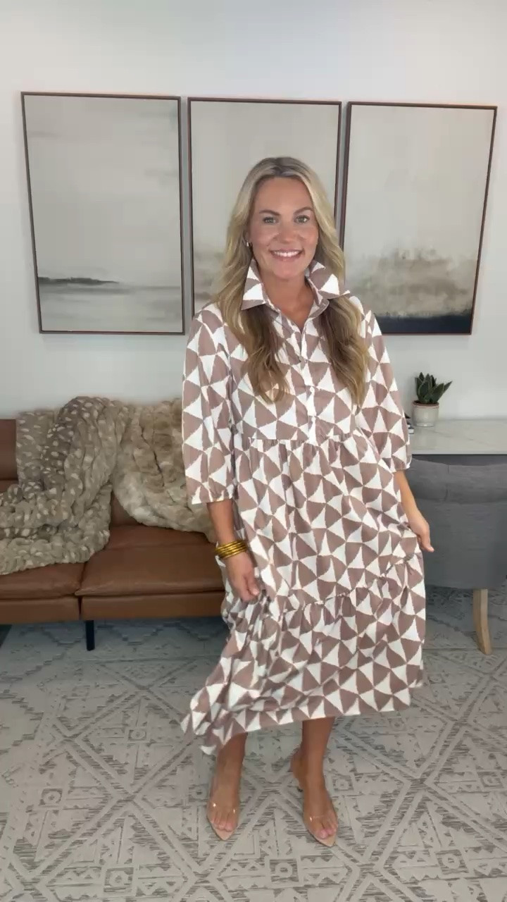 This geometric print dress is such an easy way to make neutrals feel more interesting. The collared neckline, waist detail, and flowy midi length make it a great option for workdays, meetings, or dinner plans.

geometric print dress, neutral midi dress, collared dress, fall workwear, office dress, brown and white dress, work outfit, midi dress, fall outfit idea, work to dinner style, AudrieDollins

#LTKSeasonal #LTKOver40 #LTKWorkwear