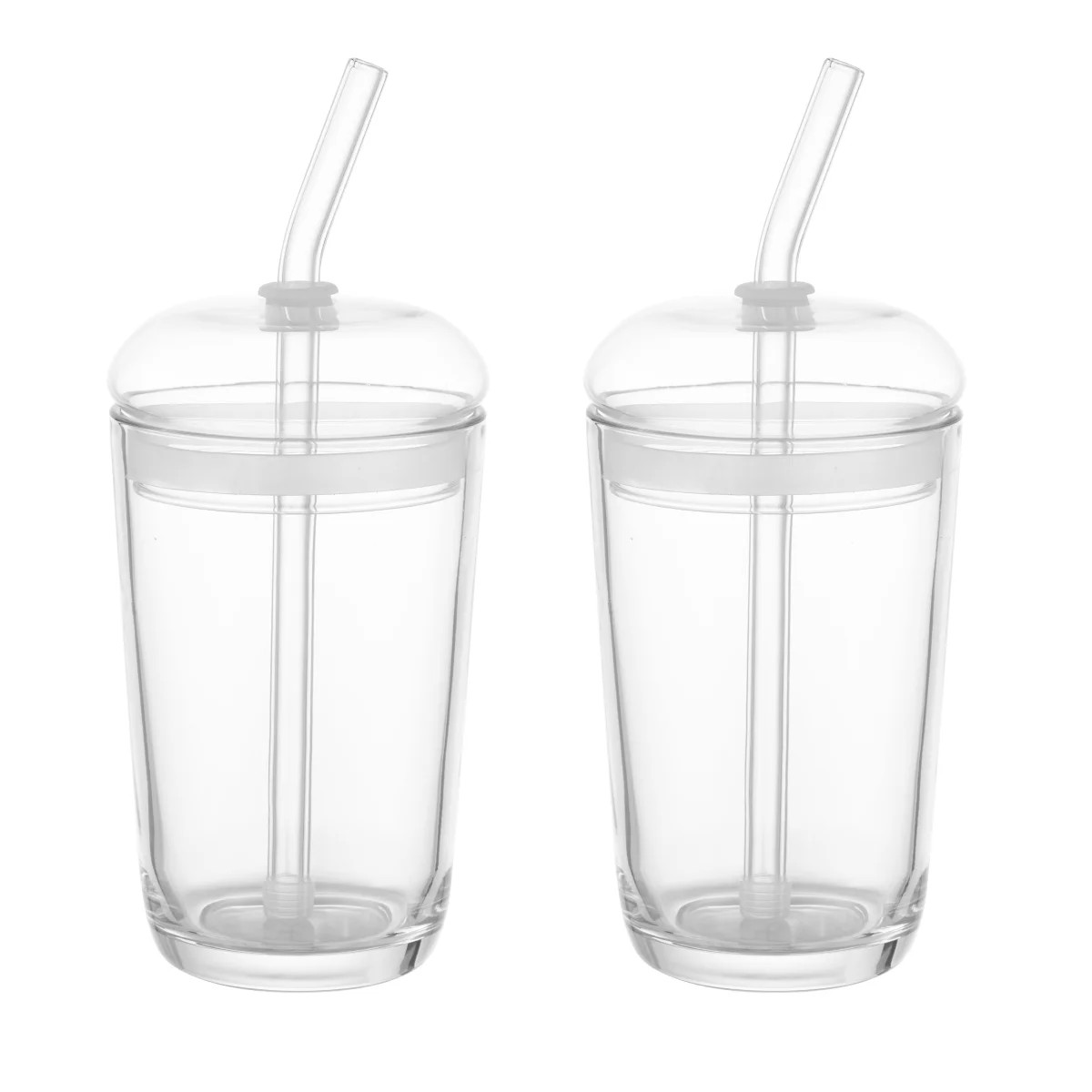 Better Homes & Gardens Dome Lid Glass 16 oz Drinkware with Lid and Straw, Set of 2 | Walmart (US)