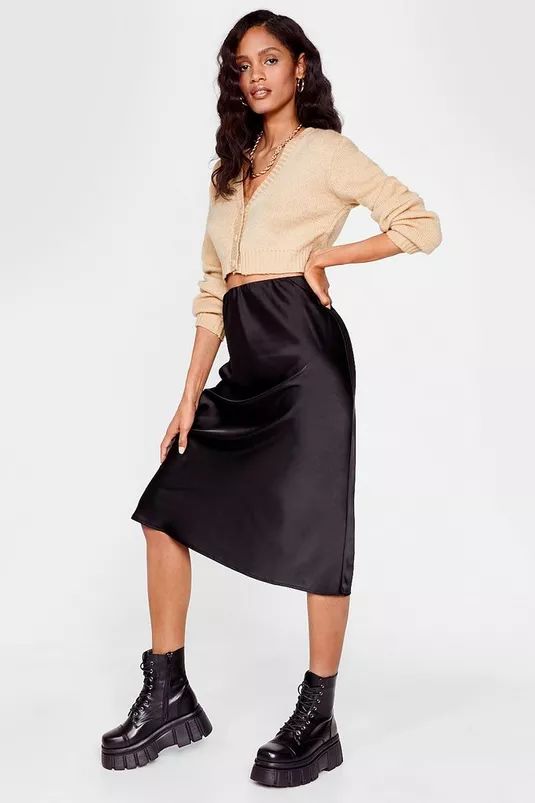 Just My Type Satin Midi Skirt | NastyGal (UK, IE)