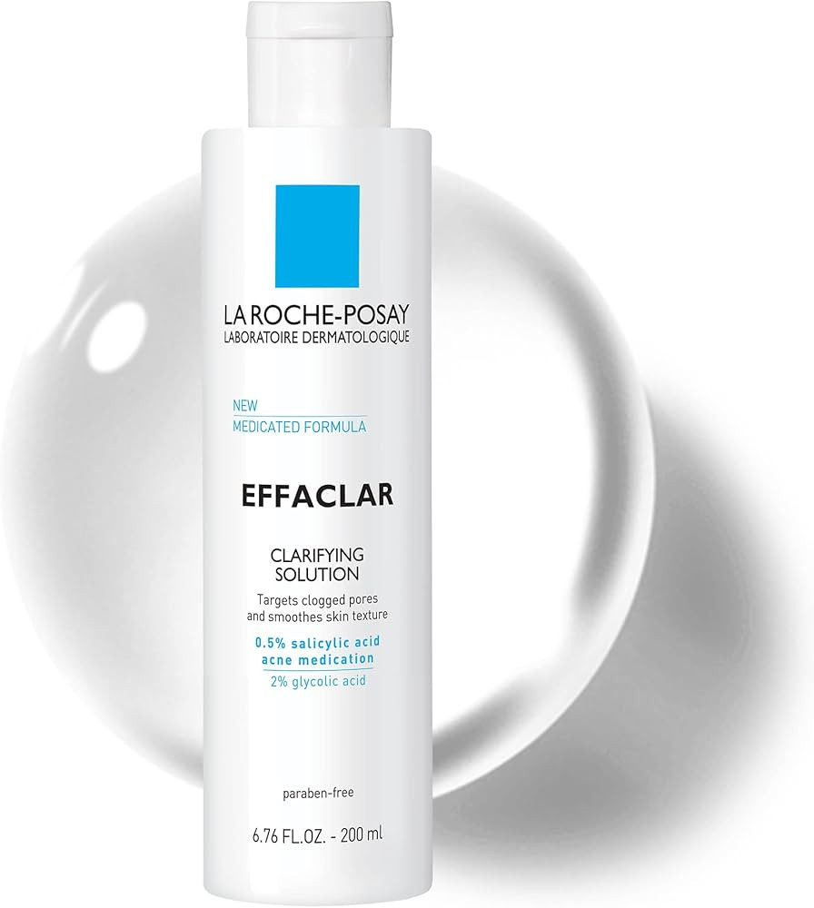 La Roche-Posay Effaclar Clarifying Solution Acne Toner with Salicylic Acid and Glycolic Acid, Por... | Amazon (US)