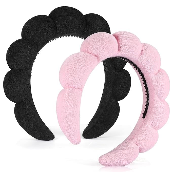 Spa Headbands for Women Ladies- Puffy Makeup Headband Combo Pack- Set of 2 Terry Towel Cloth Fabr... | Amazon (US)