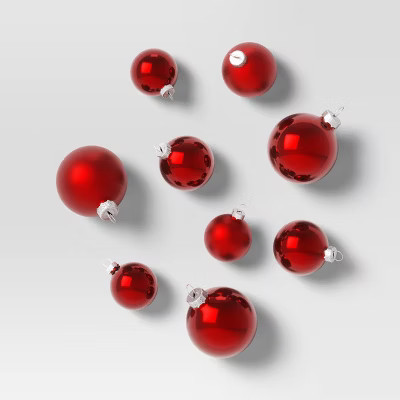 42pc Round Glass Christmas Tree Ornament Set Red - Wondershop™ | Target