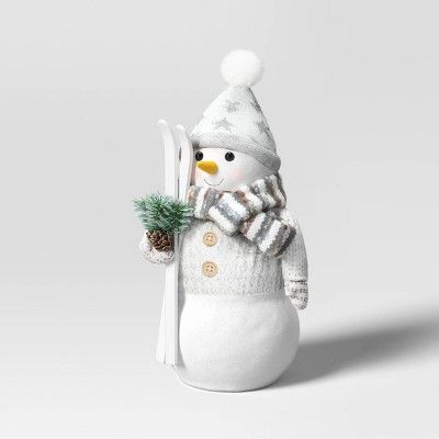 19.25" Fabric Snowman Christmas Figurine with Skis - Wondershop™ White | Target