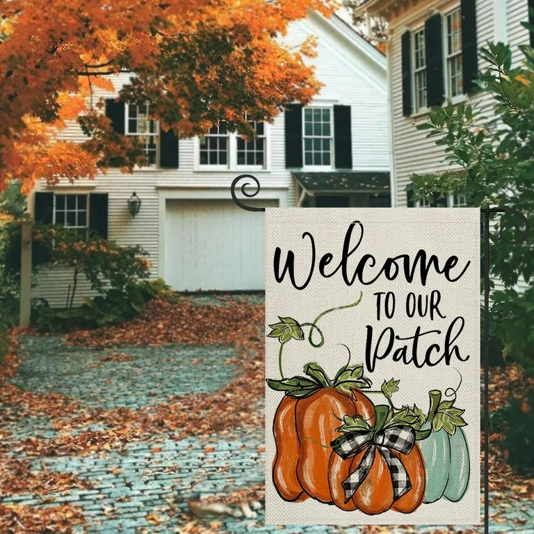 Artoid Mode Welcome to Our Patch Pumpkins Fall Garden Flag 12 x 18 Outdoor Decor Banner | Walmart (US)