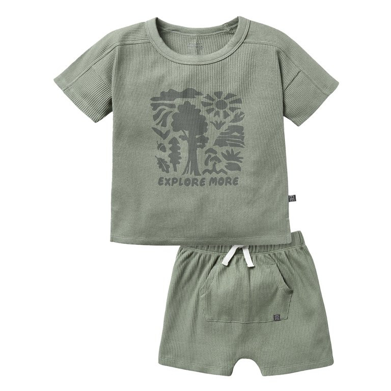 Modern Moments by Gerber Toddler Boy Organic Top and Shorts Outfit Set, Sizes 12M-5T - Walmart.co... | Walmart (US)