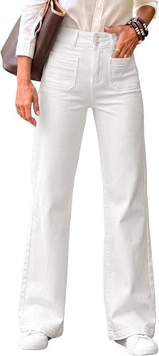 Sidefeel Women's Wide Leg Jeans High Waisted Denim Pants | Double Button Waistband,Tummy Control,... | Amazon (US)