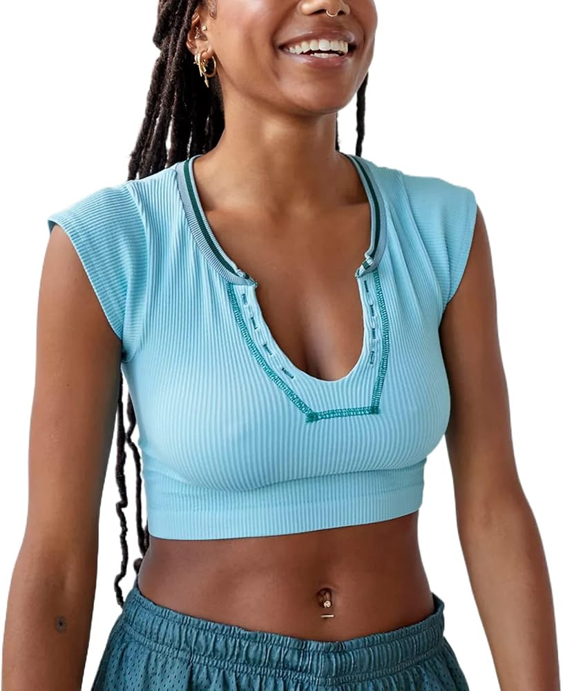Women Short Sleeve Crop Top Summer Casual Vintage Graphic Slim Fitted Crew Neck E-Girls T-Shirt S... | Amazon (US)