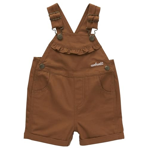 Carhartt Baby Girls' Ruffle Front Overall Shorts Canvas Shortalls, Carhartt Brown, 18M | Amazon (US)
