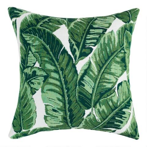 Sunbrella Tropical Leaf Outdoor Throw Pillow | World Market