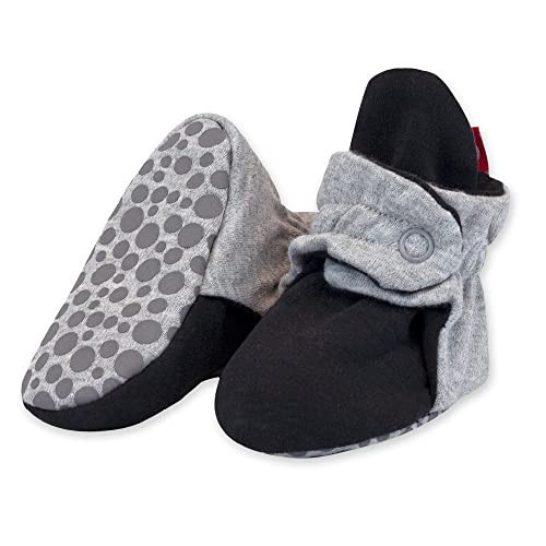 Zutano Unisex Organic Cotton Baby Booties With Gripper Soles, Gray Heather/Black, 24M | Amazon (US)