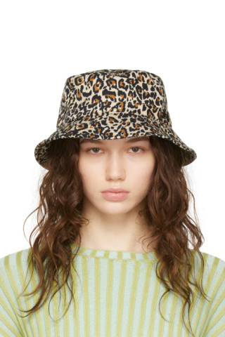 Beige Leopard Mark Beach Hat | SSENSE