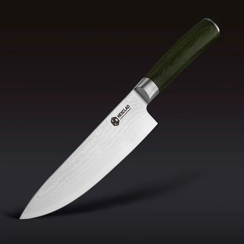 Damascus Steel Chef's Knife, 8" | HexClad Cookware (US)