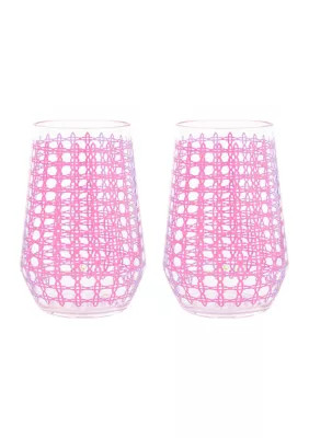 Acrylic Wine Glass Conch Shell Pink Caning - Set of 2 | Belk