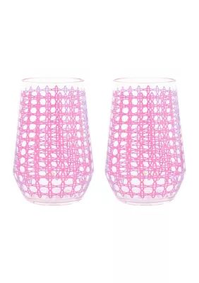Acrylic Wine Glass Conch Shell Pink Caning - Set of 2 | Belk