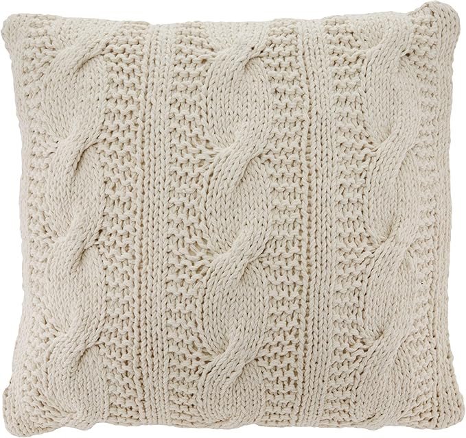 SARO LIFESTYLE 1020 McKenna Knitted Collection Vanilla Cable Knit Design Down Filled Cotton Throw... | Amazon (US)