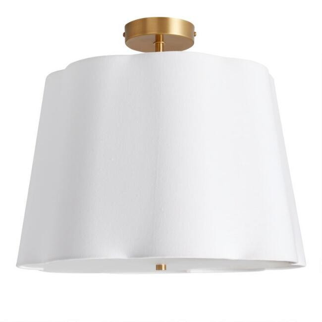 Lily White Scalloped Fabric Pendant Lamp | World Market