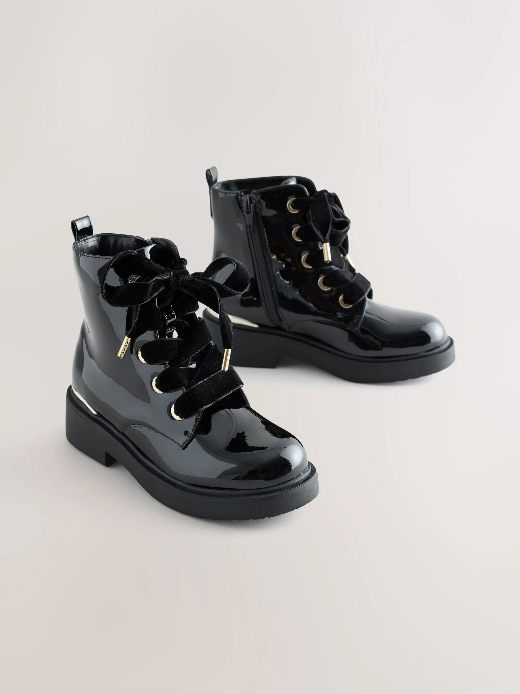 next Black Patent Ankle Bow Boots | Next US