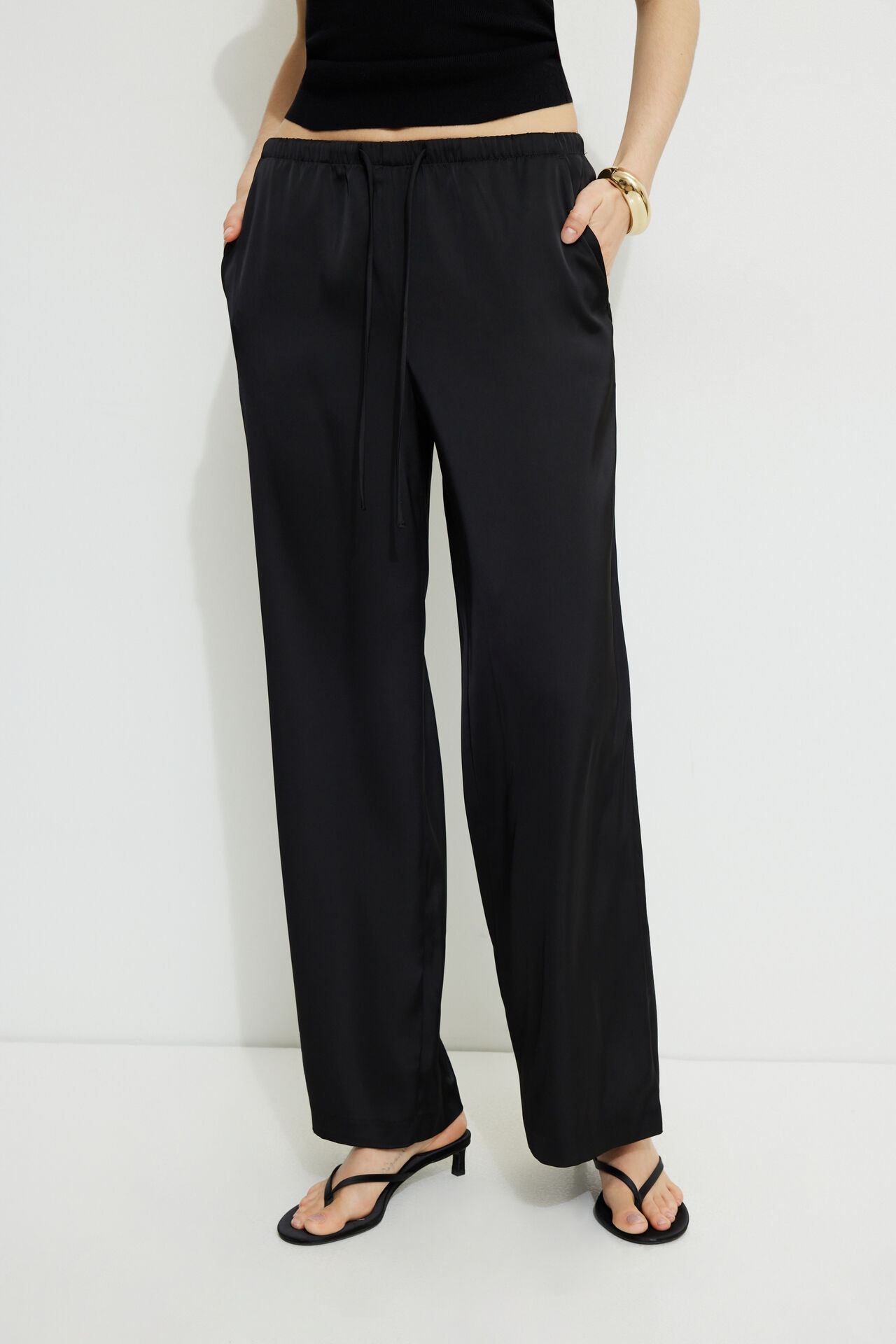 Leo Wide Leg Satin Pants | Dynamite Clothing