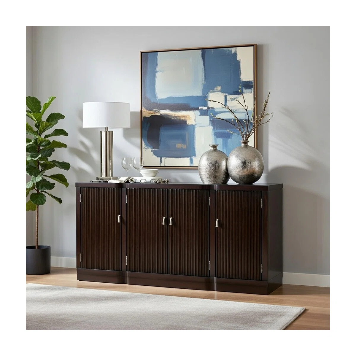 Dows 71" Sideboard \u2014 Reeded Espresso \u00b7 Serpentine Cabinet  \u00b7 Hidden Silverware Dra... | Wayfair North America